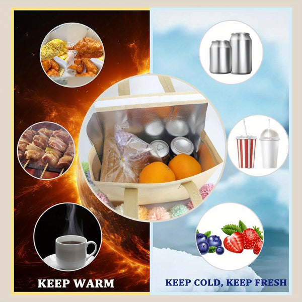 Insulated Take Out Bags 14pcs Disposable Insulated Take Out Bags - Thermal Lunch Tote with Sturdy Handles, Reusable Cooler Bags for Coffee, Tea, Milk, Food Delivery & Fresh Food Delivery, Grocery Bags, Beverage Serving