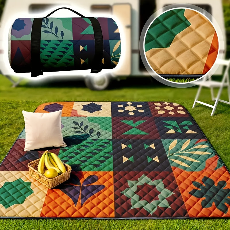 Extra-large Foldable Picnic Mat - With Carrying Strap & Three-layer Design | 78-inch Large Towel | Multi-purpose For Beach, Camping, And Parks | Durable Fabric | Portable And Moisture-proof, A Must-have For Family Gatherings And Camping