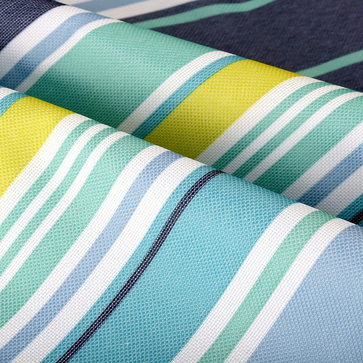 Heavy-Duty Picnic Blanket Heavy-Duty Extra Wide High Quality Picnic Blanket - All-Weather Outdoor Mat with Carry Handles, Non-Slip Beach, Camping, Tailgating Blanket - Blue & Green Striped for Grass, Park, Tent - Hand Wash Only, Picnic Mat, Grass Protecti