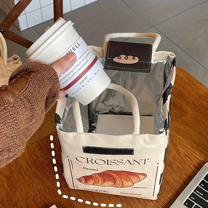 Large Capacity Insulated Lunch Bag with Thermal Insulation - Heavy-Duty Thermal Lunch Tote for Work, School, Office - Leakproof & Foldable Thermal Lunch Box, Beige\u002FBlack\u002FWhite - Keeps Food Hot\u002FCold for Hours, Durable Lunch Bag for Commute,