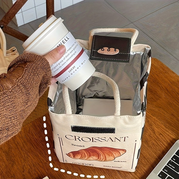 Large Capacity Insulated Lunch Bag with Thermal Insulation - Heavy-Duty Thermal Lunch Tote for Work, School, Office - Leakproof & Foldable Thermal Lunch Box, Beige\u002FBlack\u002FWhite - Keeps Food Hot\u002FCold for Hours, Durable Lunch Bag for Commute,