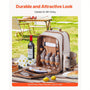 4-Person Insulated Picnic Backpack with Cooler Compartment, Detachable Bottle\u002FWine Holders & Lightweight Blanket - Beige Outdoor Backpack with Plates & Cutlery Set for Camping, Hiking, Beach - Adjustable Shoulder Straps, Multiple Pockets