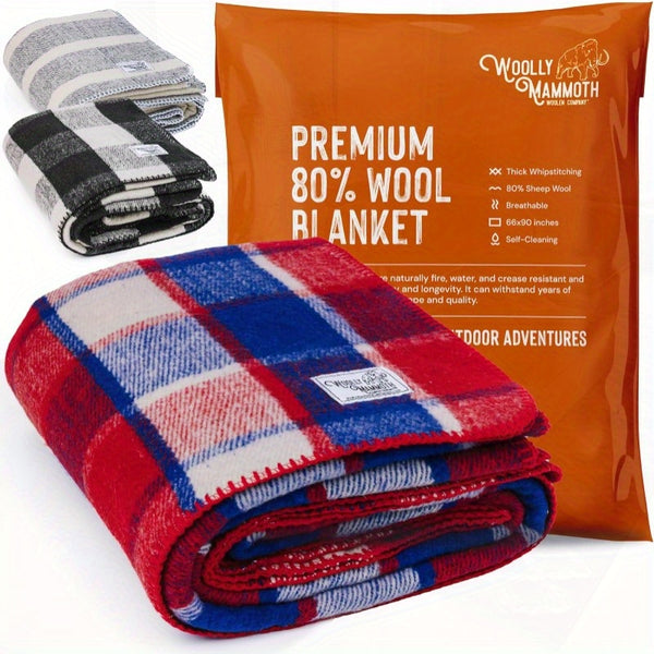 Heavyweight 80% Merino Wool Camping Blanket 66\