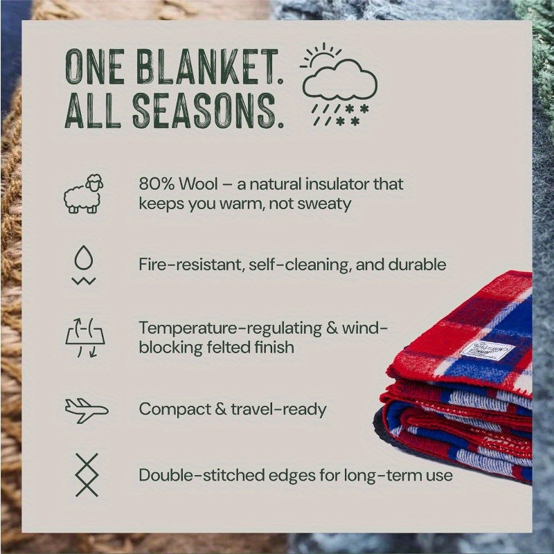 Heavyweight 80% Merino Wool Camping Blanket 66\