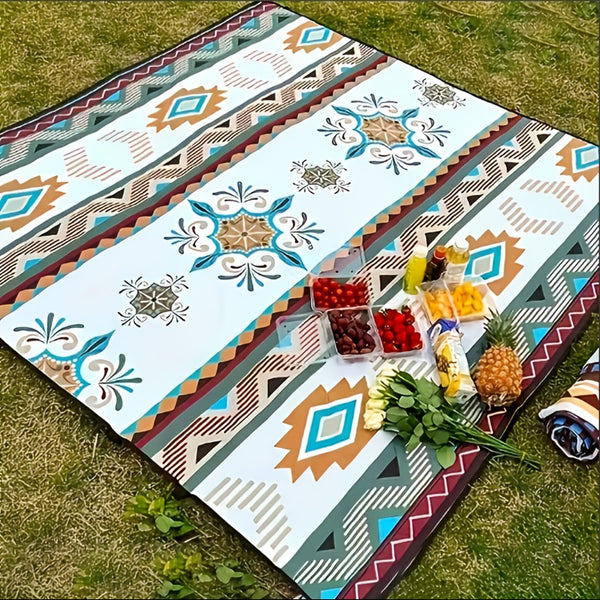 1pc Large Portable Outdoor Camping Picnic Blanket - High Quality & Heavy-Duty All-Season Thickened -like Texture with Blue\u002FBeige\u002FRed\u002FBlack\u002FWhite\u002FGray\u002FOrange\u002FTeal Patterns, Lightweight & Compact for Hiking, Beach, BBQ, Pa