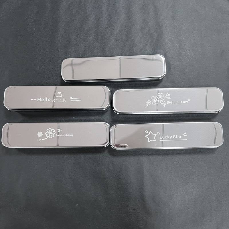 304 Stainless Steel Chopsticks and Spoon Set with Storage Box - Portable Tableware for Home & Students, Durable & Easy to Clean