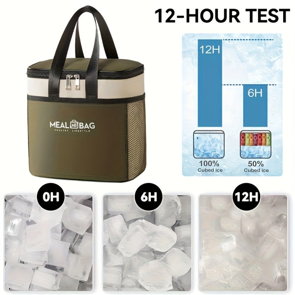 9L Outdoor Cooler Bag, Insulated Lunch Tote, Portable Thermal Lunch Box, Picnic Bag, Large Capacity Handheld Food Carrier for Camping & Work, Non-Food Contact, Perfect Back-to-School Gift