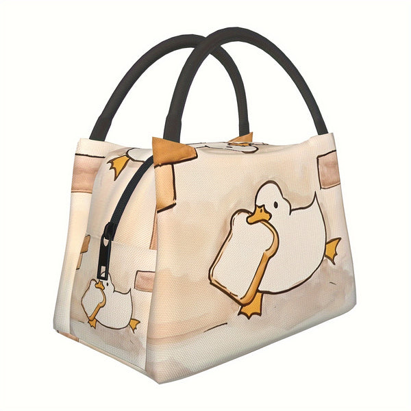 1pc Duck Pattern, Portable And Reusable Refrigerated Bag, Insulated Lunch Bag, Used For Camping, Picnicking, Beach, Home, Restaurant, Office, Outdoor. Suitable For Gifting To Friends. Family Birthday Gifts, Holiday Gifts. Local Repository