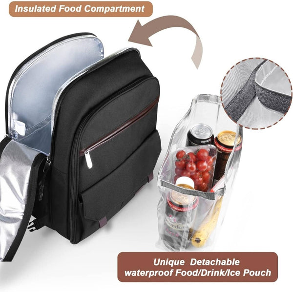 2-Person Insulated Picnic Backpack with Cooler Compartment, Wine Holder, Blanket & Stainless Steel Cutlery Set - All-in-One Portable Outdoor Lunch Box for, Friends, Family - -Style Carrier (No External Cooler Needed)