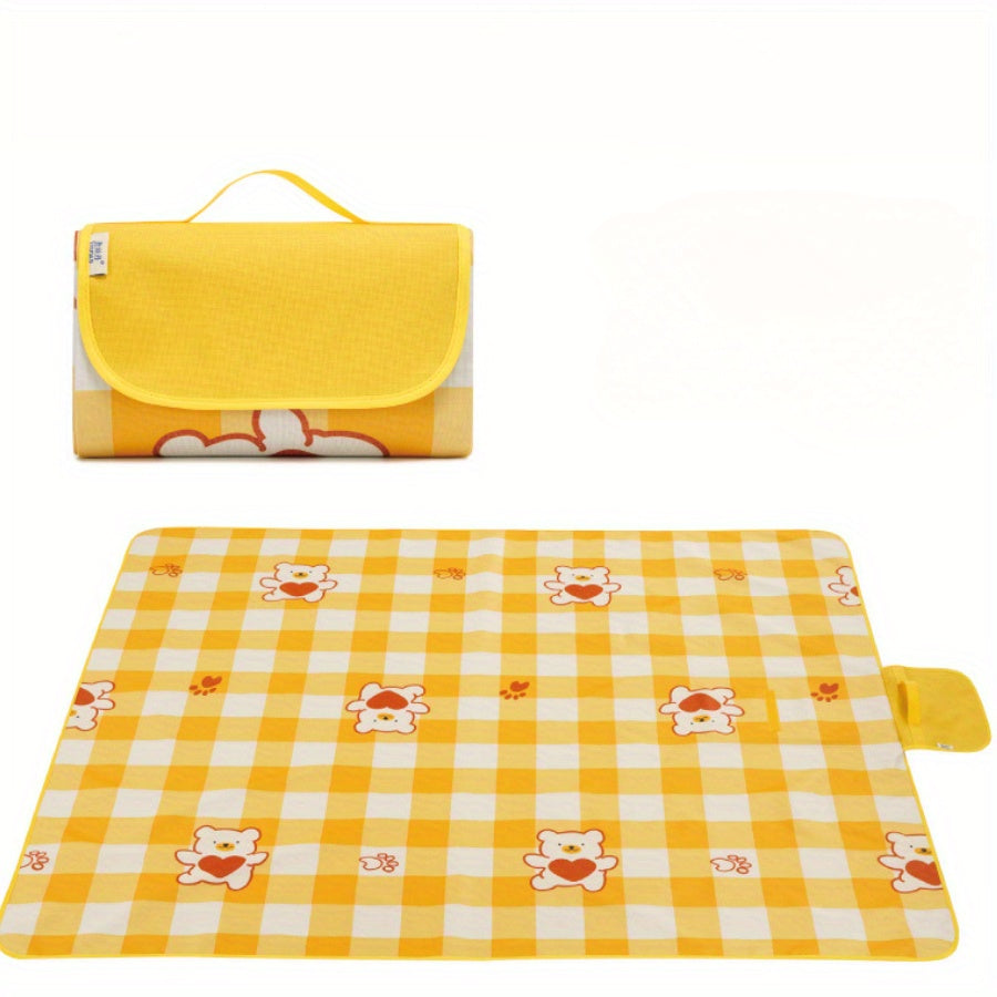 Heavy-Duty Picnic Blanket Heavy-Duty Extra Wide High Quality Picnic Blanket - All-Weather Outdoor Mat with Carry Handles, Non-Slip Beach, Camping, Tailgating Blanket - Blue & Green Striped for Grass, Park, Tent - Hand Wash Only, Picnic Mat, Grass Protecti