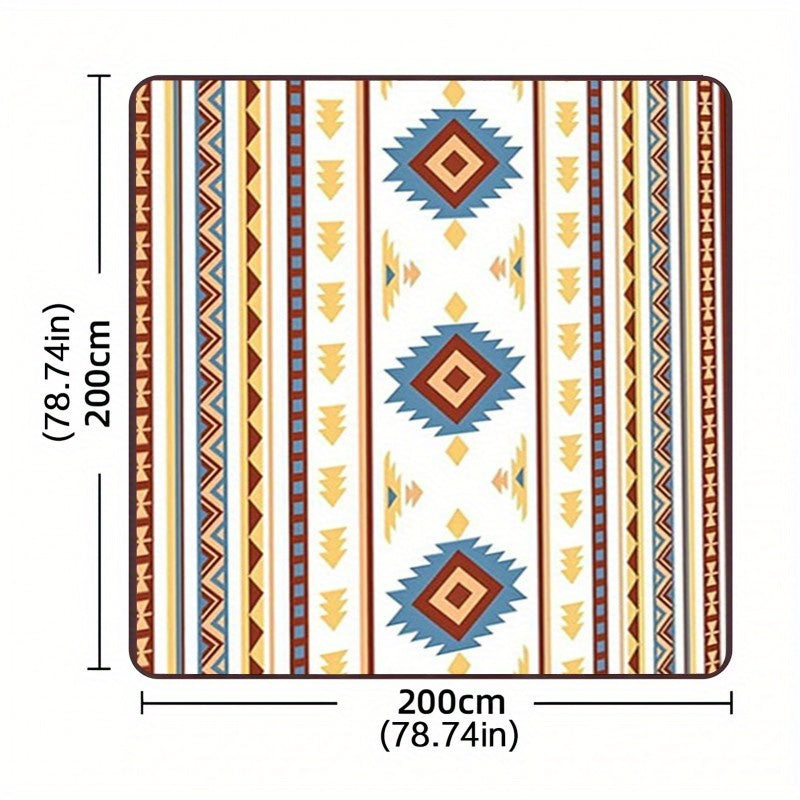 Waterproof Large Picnic Blanket - Portable Travel Camping Beach Mat with Geometric Tribal Design, Durable Machine-Woven Fabric for Outdoor, Park, Patio, Lawn, Garden & Grass Use, Park Outings, Decorative Outdoor, Easycare Material, Outdoor Enthusiasts