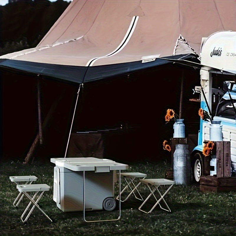 32L Camping Cooler, Portable Cooling Box, Suitable For Barbecue, Camping, Picnicking, And Other Outdoor Activities. Comes With A Folding Table And 2 Folding Chairs