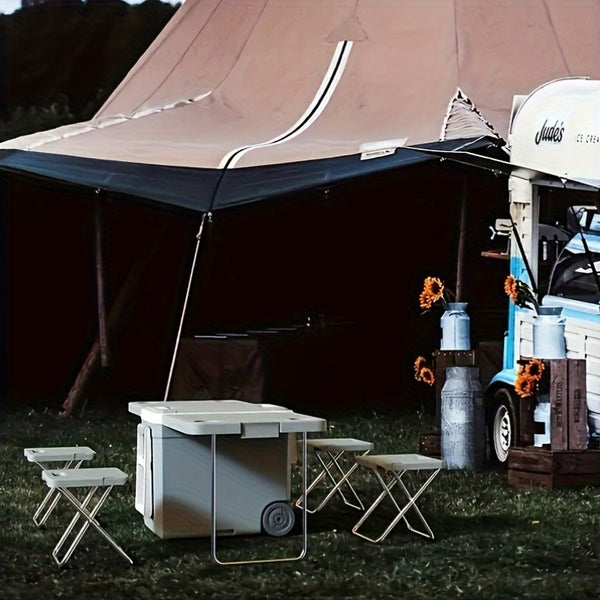 32L Camping Cooler, Portable Cooling Box, Suitable For Barbecue, Camping, Picnicking, And Other Outdoor Activities. Comes With A Folding Table And 2 Folding Chairs