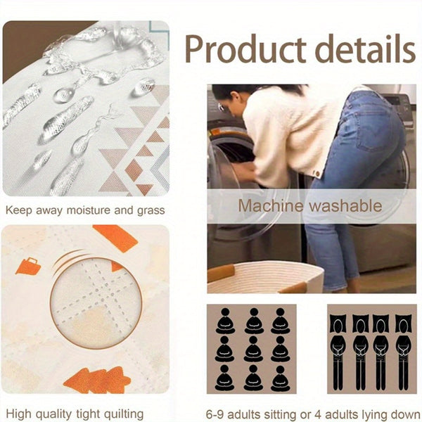 Waterproof Large Picnic Blanket - Portable Travel Camping Beach Mat with Geometric Tribal Design, Durable Machine-Woven Fabric for Outdoor, Park, Patio, Lawn, Garden & Grass Use, Park Outings, Decorative Outdoor, Easycare Material, Outdoor Enthusiasts