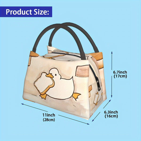 1pc Duck Pattern, Portable And Reusable Refrigerated Bag, Insulated Lunch Bag, Used For Camping, Picnicking, Beach, Home, Restaurant, Office, Outdoor. Suitable For Gifting To Friends. Family Birthday Gifts, Holiday Gifts. Local Repository
