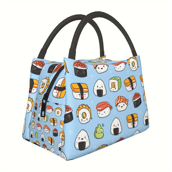 1pc Cute Sushi Portable Reusable Cooler Bag, Cooler Bag, Insulated Lunch Bag for Camping Picnic Beach Essentials for Home, Restaurant, Office, Construction Site And Outdoor 11X6. 5X7 in