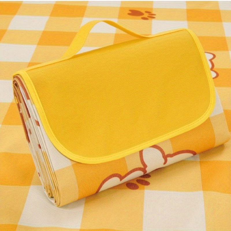 Heavy-Duty Picnic Blanket Heavy-Duty Extra Wide High Quality Picnic Blanket - All-Weather Outdoor Mat with Carry Handles, Non-Slip Beach, Camping, Tailgating Blanket - Blue & Green Striped for Grass, Park, Tent - Hand Wash Only, Picnic Mat, Grass Protecti