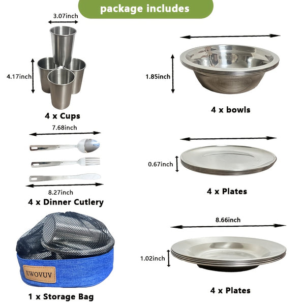 30P Home, Outdoor Cutlery, Spoons, Cups And Dishes Set