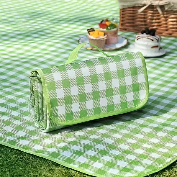 2 Extra Large Durable Picnic Mats, Waterproof And Sandproof, Foldable Beach Mats, Suitable for Camping, Picnicking, Hiking And Activities - Yellow Grid - Green Grid (79*79 Inches), Beach Blanket, Camping Mat, Beach Mat Foldable, Beach Towel, Beach Loungin