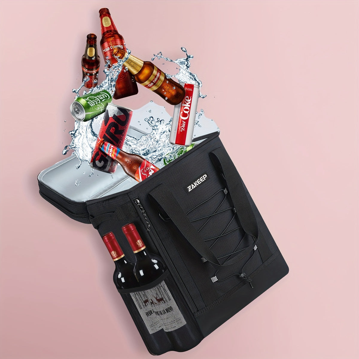 36 Cans Cooler Backpack For Camping & BBQ, Cooler Backpack With Leakproof Design, Padded Top Handle & Mesh Pocket For Easy Storage