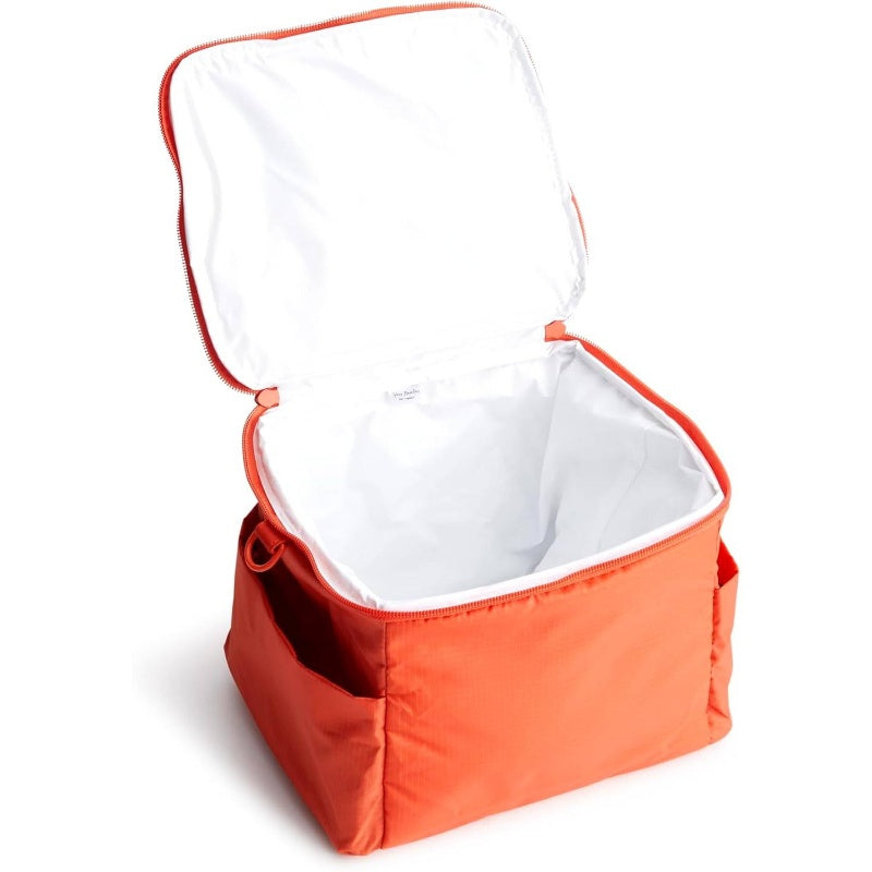 Women'S Insulated Ripstop Lunch Cooler - Microwave-Safe Non-Woven Fabric Thermal with Zippered Compartments & Sturdy Carry Handle, Leakproof & Food-Safe for Hot\u002FCold Meals, Office, Picnic, Travel - Compact Square Design in Vibrant Orange (No Batteri