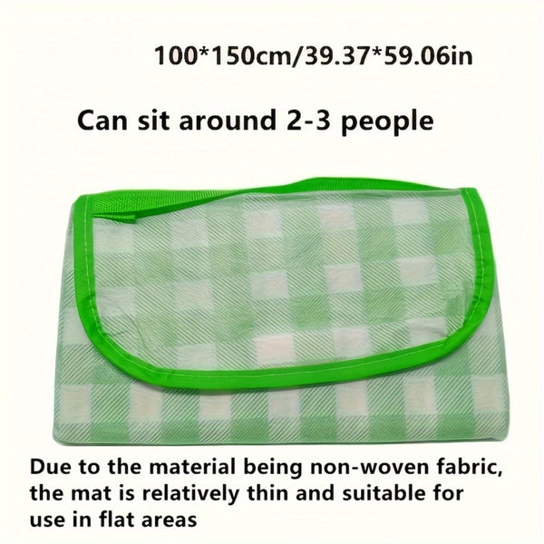 FLIXPLANY Portable Picnic Mat - Lightweight & Durable Twill Weave Outdoor Blanket with Vibrant Yellow & White Checkered Design, Easy to Clean, All-Season Use for Beach, Camping, Hiking, Picnics