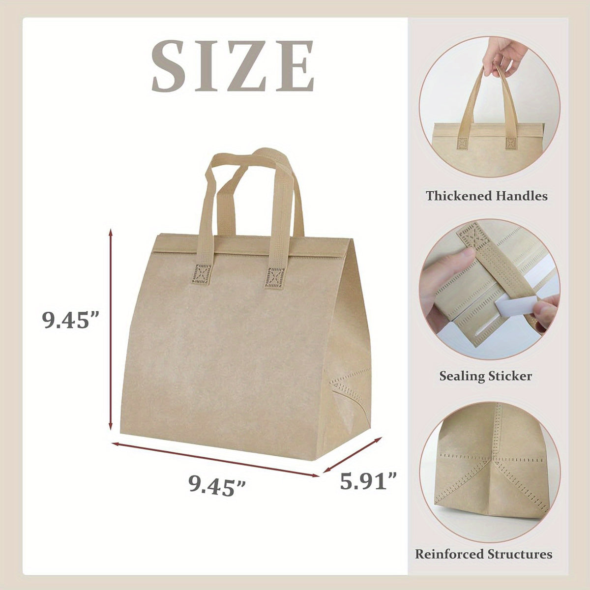 Insulated Take Out Bags 14pcs Disposable Insulated Take Out Bags - Thermal Lunch Tote with Sturdy Handles, Reusable Cooler Bags for Coffee, Tea, Milk, Food Delivery & Fresh Food Delivery, Grocery Bags, Beverage Serving