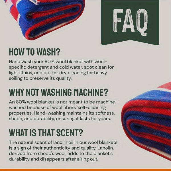 Heavyweight 80% Merino Wool Camping Blanket 66\
