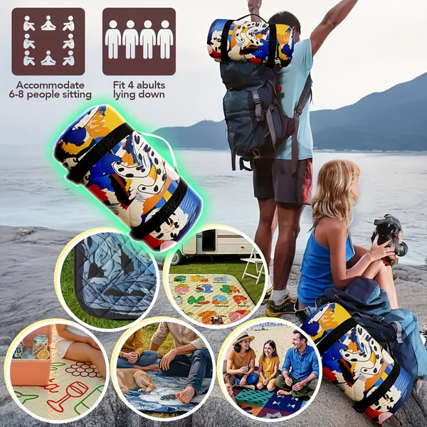 Extra-large Foldable Picnic Mat - With Carrying Strap & Three-layer Design | 78-inch Large Towel | Multi-purpose For Beach, Camping, And Parks | Durable Fabric | Portable And Moisture-proof, A Must-have For Family Gatherings And Camping