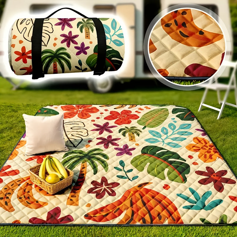 Extra-large Foldable Picnic Mat - With Carrying Strap & Three-layer Design | 78-inch Large Towel | Multi-purpose For Beach, Camping, And Parks | Durable Fabric | Portable And Moisture-proof, A Must-have For Family Gatherings And Camping