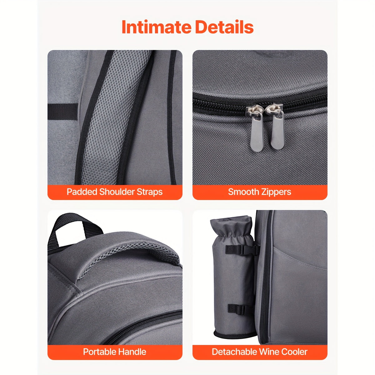 Happybuy 2-Person\u002F4-person Picnic Backpack with Insulated Compartment And Complete Dining Set Ideal for Hiking, Camping And Beach Trips In Grey\u002Fblue