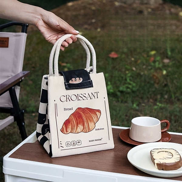 Large Capacity Insulated Lunch Bag with Thermal Insulation - Heavy-Duty Thermal Lunch Tote for Work, School, Office - Leakproof & Foldable Thermal Lunch Box, Beige\u002FBlack\u002FWhite - Keeps Food Hot\u002FCold for Hours, Durable Lunch Bag for Commute,