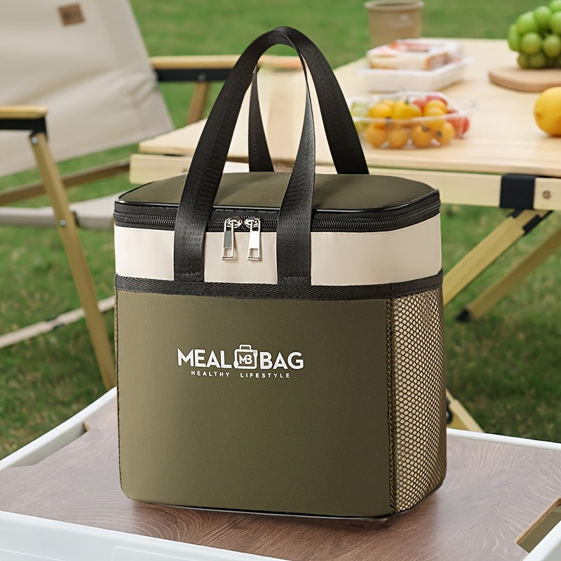9L Outdoor Cooler Bag, Insulated Lunch Tote, Portable Thermal Lunch Box, Picnic Bag, Large Capacity Handheld Food Carrier for Camping & Work, Non-Food Contact, Perfect Back-to-School Gift