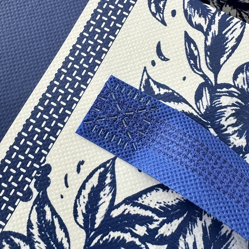 Reusable Insulated Food Delivery Bags - Thickened Self-Sealing Oil-Proof Thermal Takeout Bags with Blue Floral Pattern & Sturdy Zipper-like Closure for Milk Tea, Cakes, BBQ, Hot\u002FCold Meals - Portable Large Capacity Insulated Packaging, Hot And Cold I