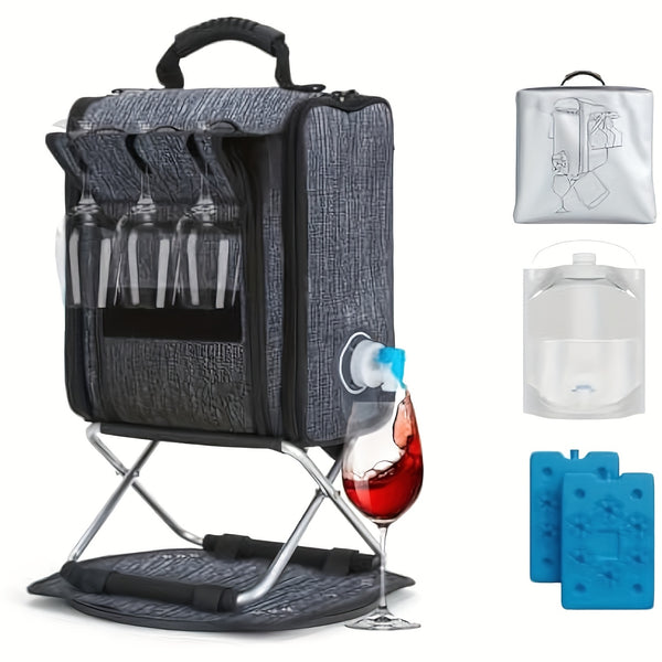 Backpack Cooler Insulated Leak Proof for Keeping Cool, Collapsible Support Stand with Rotary Bottom Tray, Cup Holder Cutlery Set for Camping Lunch