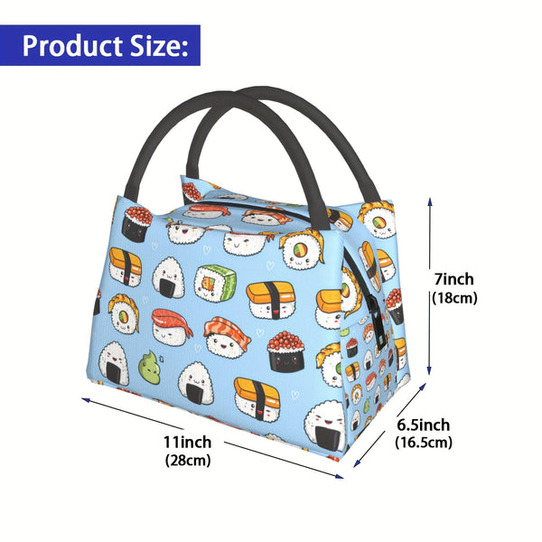 1pc Cute Sushi Portable Reusable Cooler Bag, Cooler Bag, Insulated Lunch Bag for Camping Picnic Beach Essentials for Home, Restaurant, Office, Construction Site And Outdoor 11X6. 5X7 in
