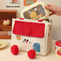 Thickened Portable Bento Bag with Rice Aluminum Foil - Cute Cartoon House Design, Large Lunch Box for Office Workers, High-Quality Thermal Insulation, Mixed Colors, Non-Woven Material, Hand Wash Only, Lunch Bag Insulated, Work Meal Container, Playful Desi