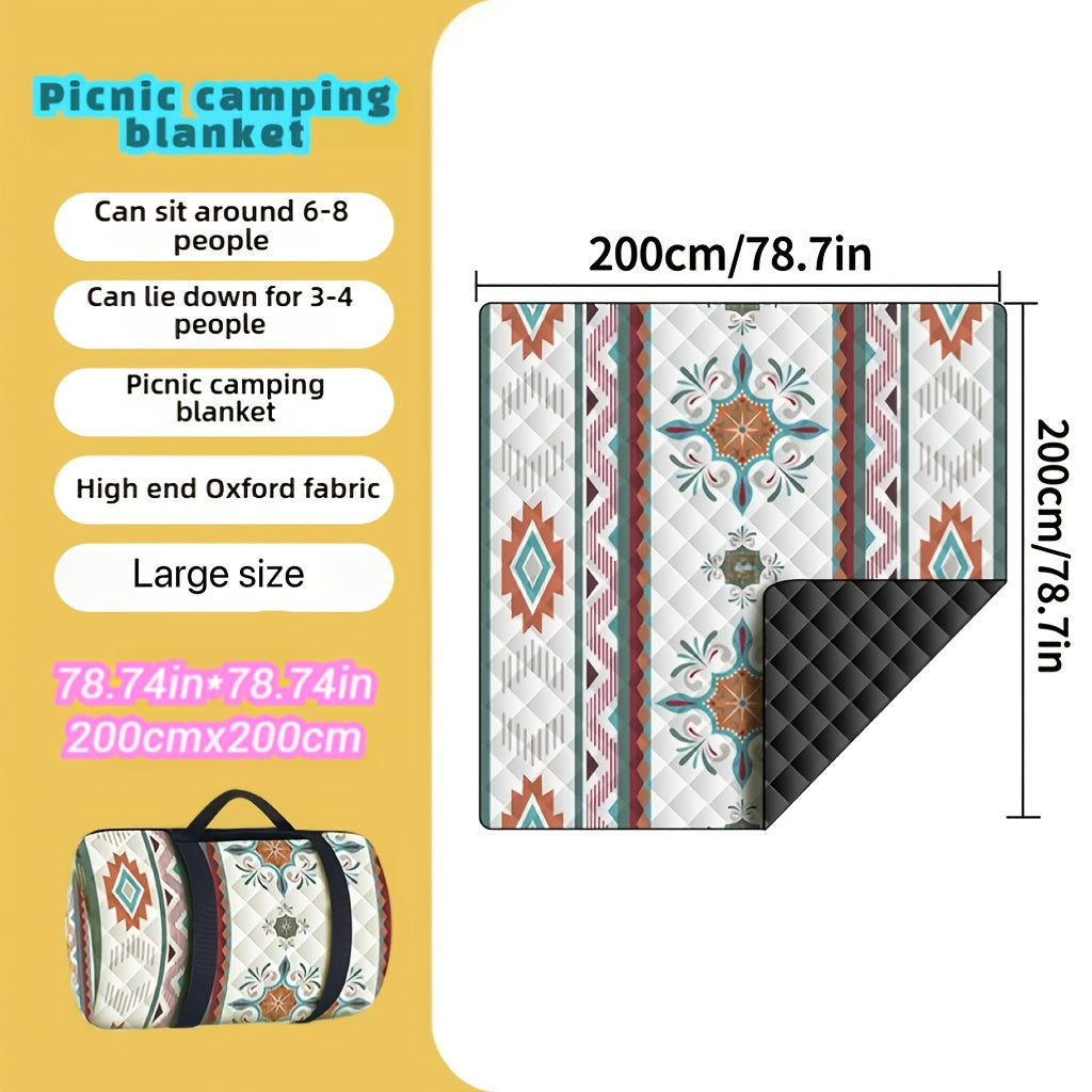 1pc Large Portable Outdoor Camping Picnic Blanket - High Quality & Heavy-Duty All-Season Thickened -like Texture with Blue\u002FBeige\u002FRed\u002FBlack\u002FWhite\u002FGray\u002FOrange\u002FTeal Patterns, Lightweight & Compact for Hiking, Beach, BBQ, Pa