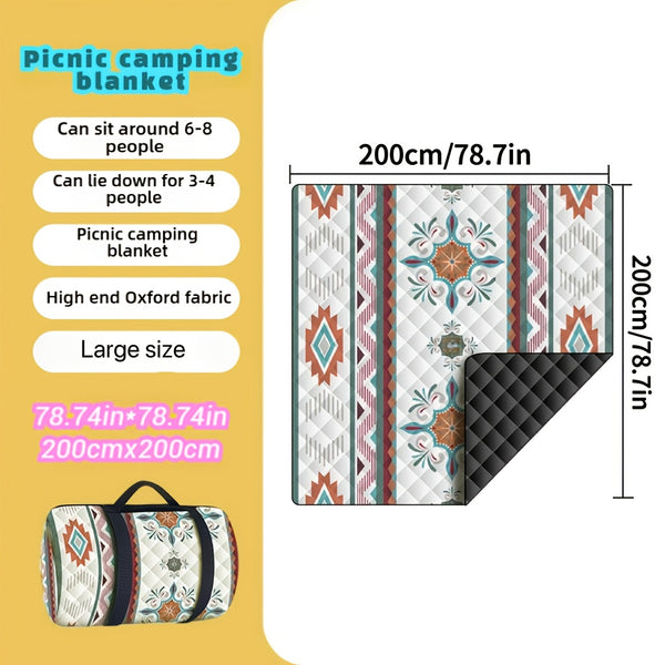 1pc Large Portable Outdoor Camping Picnic Blanket - High Quality & Heavy-Duty All-Season Thickened -like Texture with Blue\u002FBeige\u002FRed\u002FBlack\u002FWhite\u002FGray\u002FOrange\u002FTeal Patterns, Lightweight & Compact for Hiking, Beach, BBQ, Pa