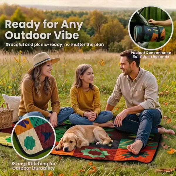 Extra-large Foldable Picnic Mat - With Carrying Strap & Three-layer Design | 78-inch Large Towel | Multi-purpose For Beach, Camping, And Parks | Durable Fabric | Portable And Moisture-proof, A Must-have For Family Gatherings And Camping
