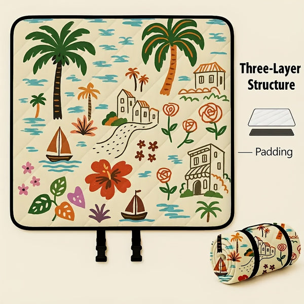 Extra-large Foldable Picnic Mat - With Carrying Strap & Three-layer Design | 78-inch Large Towel | Multi-purpose For Beach, Camping, And Parks | Durable Fabric | Portable And Moisture-proof, A Must-have For Family Gatherings And Camping