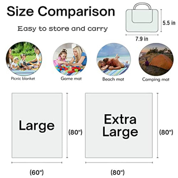 XL & Sandproof Picnic Blanket - Heavy-Duty Foldable Outdoor Beach Mat Suitable for Camping, Park, Lawn - Large Gingham Check Tan\u002F - Portable for s,, Pets - Easy Clean & Lightweight