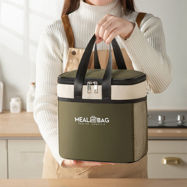 9L Outdoor Cooler Bag, Insulated Lunch Tote, Portable Thermal Lunch Box, Picnic Bag, Large Capacity Handheld Food Carrier for Camping & Work, Non-Food Contact, Perfect Back-to-School Gift