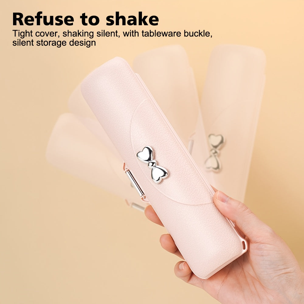 8pcs 304 Stainless Steel Portable Cutlery Set with Storage Box - -Friendly Hygienic Travel Tableware (Chopsticks, Spoon, Fork) in Pink Case with Lid for School Lunches, Camping, Picnic - Food-Grade Durable Utensils