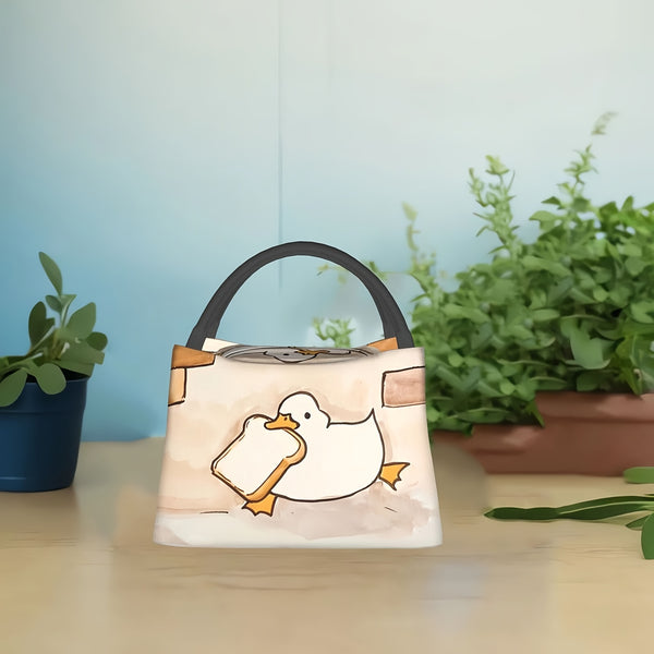 1pc Duck Pattern, Portable And Reusable Refrigerated Bag, Insulated Lunch Bag, Used For Camping, Picnicking, Beach, Home, Restaurant, Office, Outdoor. Suitable For Gifting To Friends. Family Birthday Gifts, Holiday Gifts. Local Repository