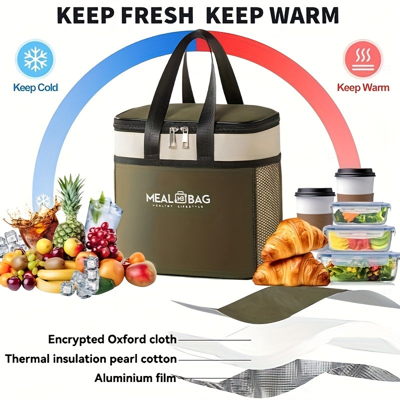 9L Outdoor Cooler Bag, Insulated Lunch Tote, Portable Thermal Lunch Box, Picnic Bag, Large Capacity Handheld Food Carrier for Camping & Work, Non-Food Contact, Perfect Back-to-School Gift