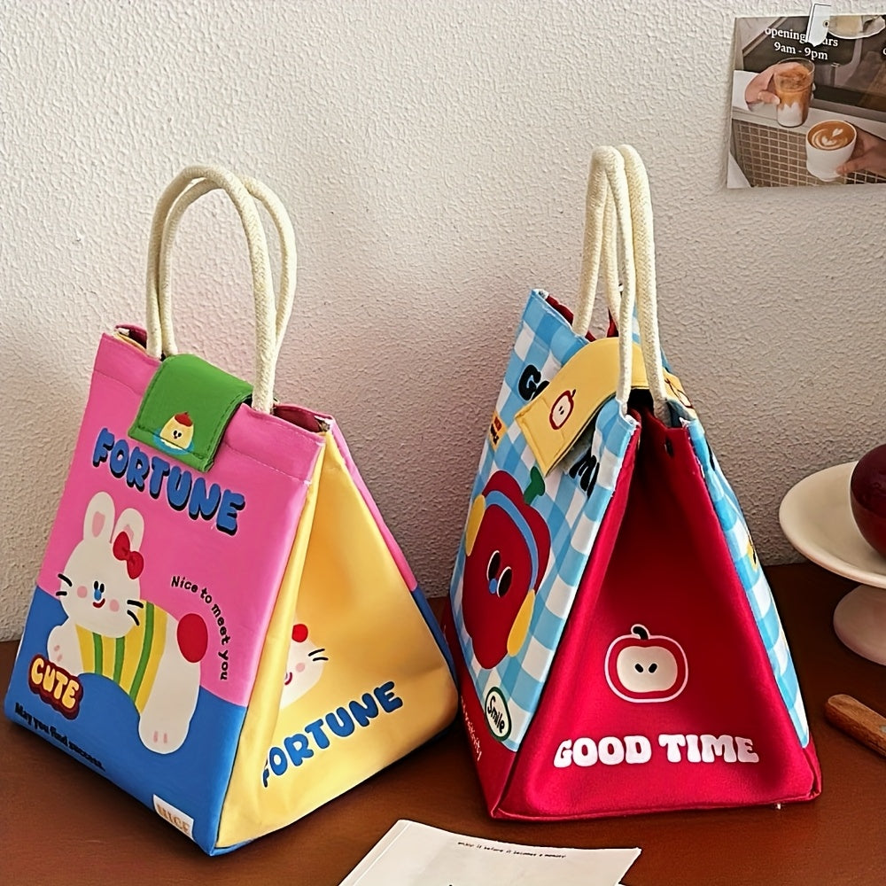 Cute Cartoon Bento Bag Cute Cartoon Thermal Preservation Bento Bag | Large Capacity Handbag for Office Worker & Student Lunch Box