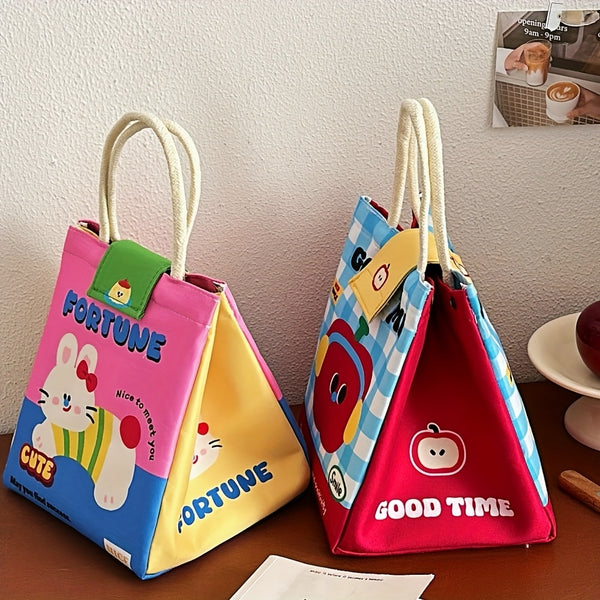 Cute Cartoon Bento Bag Cute Cartoon Thermal Preservation Bento Bag | Large Capacity Handbag for Office Worker & Student Lunch Box