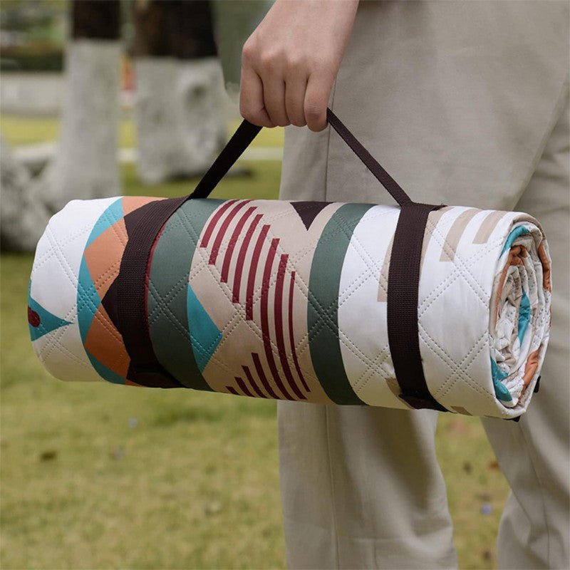 Waterproof Large Picnic Blanket - Portable Travel Camping Beach Mat with Geometric Tribal Design, Durable Machine-Woven Fabric for Outdoor, Park, Patio, Lawn, Garden & Grass Use, Park Outings, Decorative Outdoor, Easycare Material, Outdoor Enthusiasts