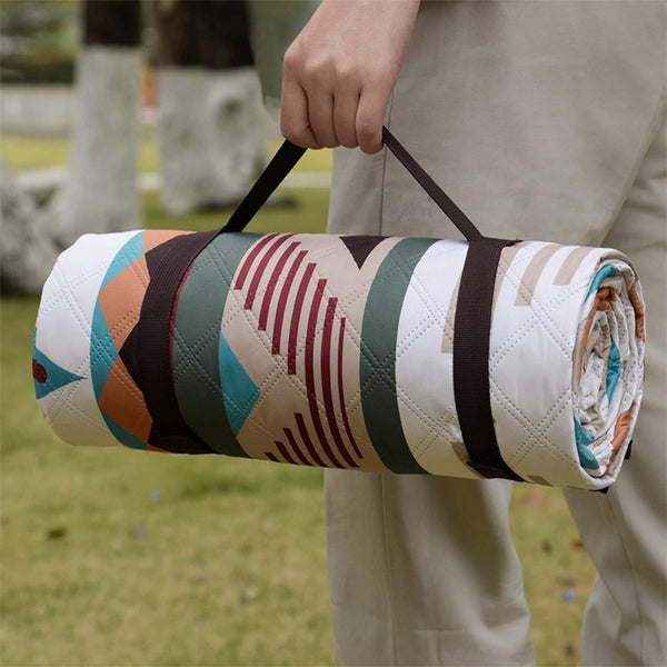 Waterproof Large Picnic Blanket - Portable Travel Camping Beach Mat with Geometric Tribal Design, Durable Machine-Woven Fabric for Outdoor, Park, Patio, Lawn, Garden & Grass Use, Park Outings, Decorative Outdoor, Easycare Material, Outdoor Enthusiasts